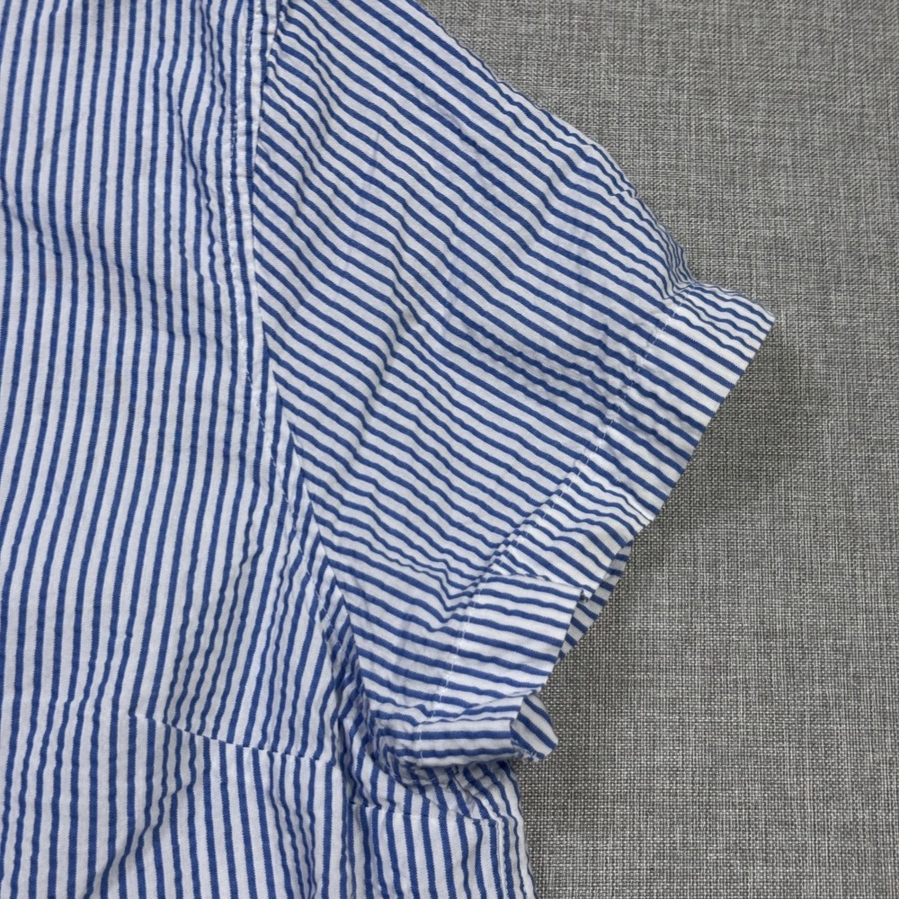 L.L. Bean Seersucker Button-Up Womens XL Petites Blue Striped Collared Cotton - Picture 7 of 10